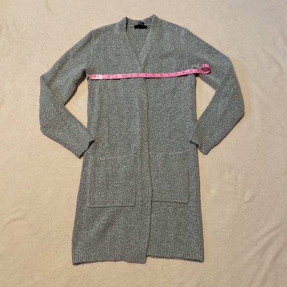 Grey Longline Open-Front Forever 21 Cardigan, Size S - Picture 2 of 4
